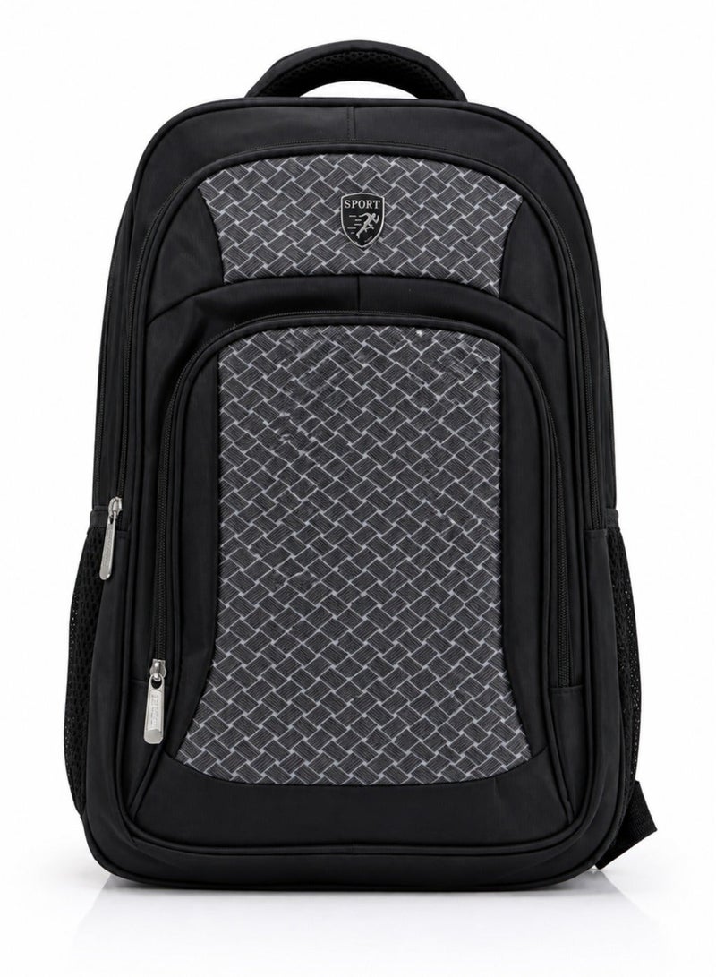 18-Inch Black Backpack for Schools and Universities – Lightweight, Padded, and Multi-Pocket - Image 2