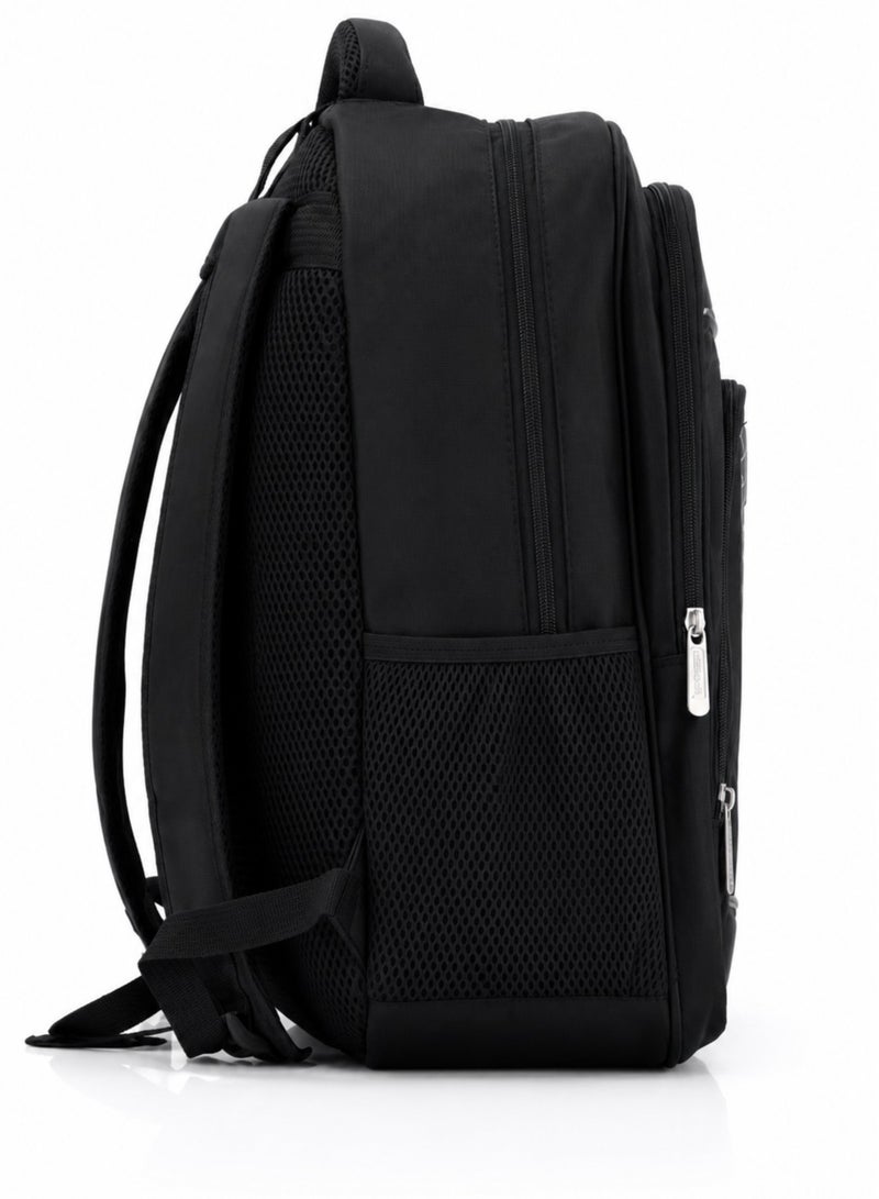 18-Inch Black Backpack for Schools and Universities – Lightweight, Padded, and Multi-Pocket - Image 4