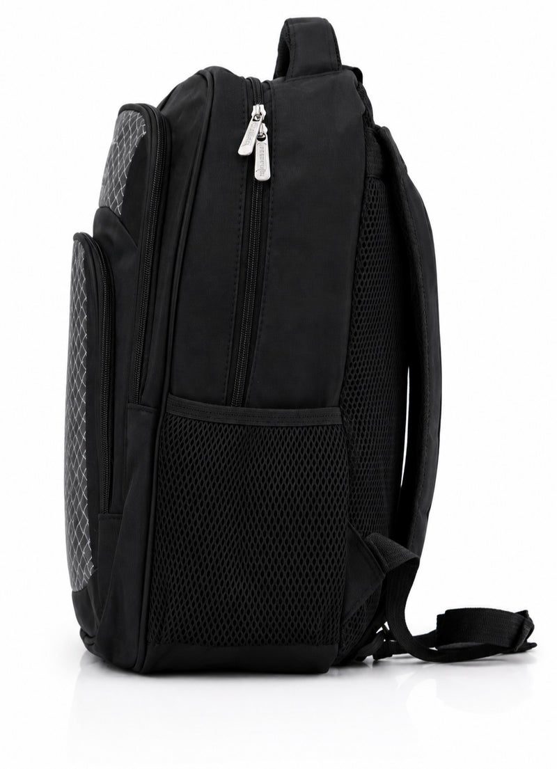 18-Inch Black Backpack for Schools and Universities – Lightweight, Padded, and Multi-Pocket - Image 5