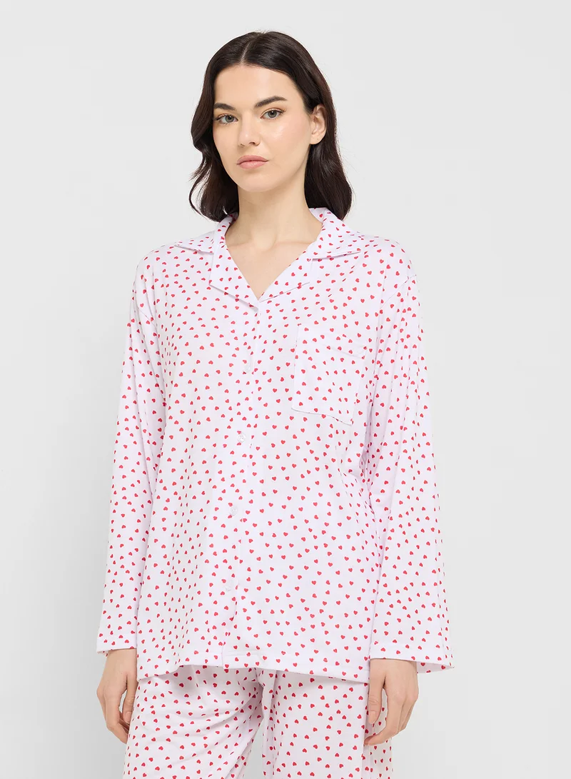 Ginger Cotton Button Up Shirt & Pyjama Set
