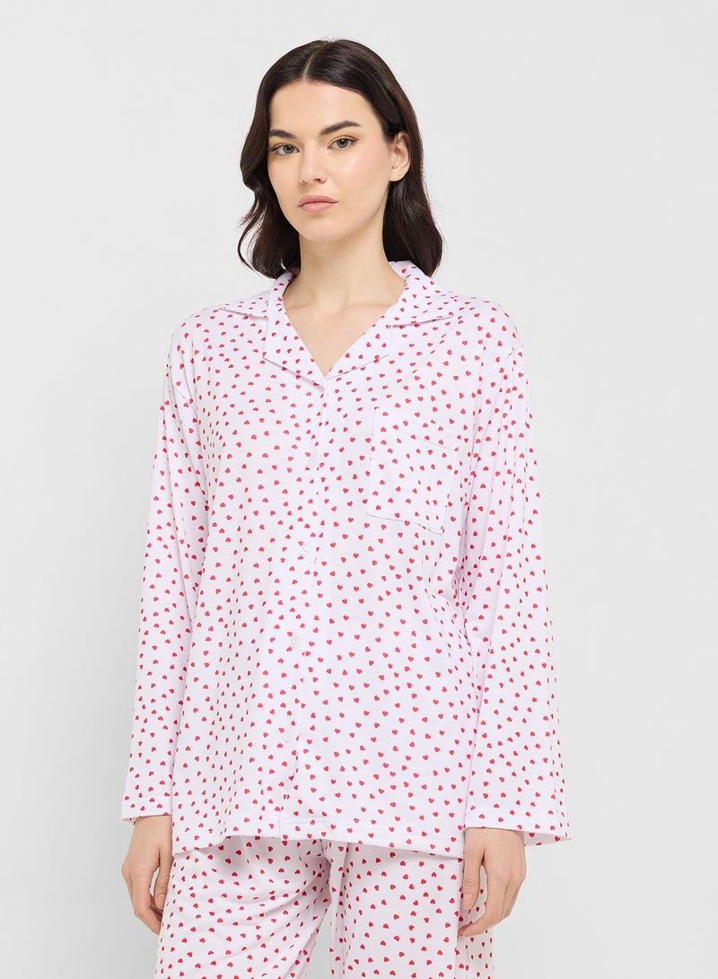Ginger Cotton Button Up Shirt & Pyjama Set  - Image 3