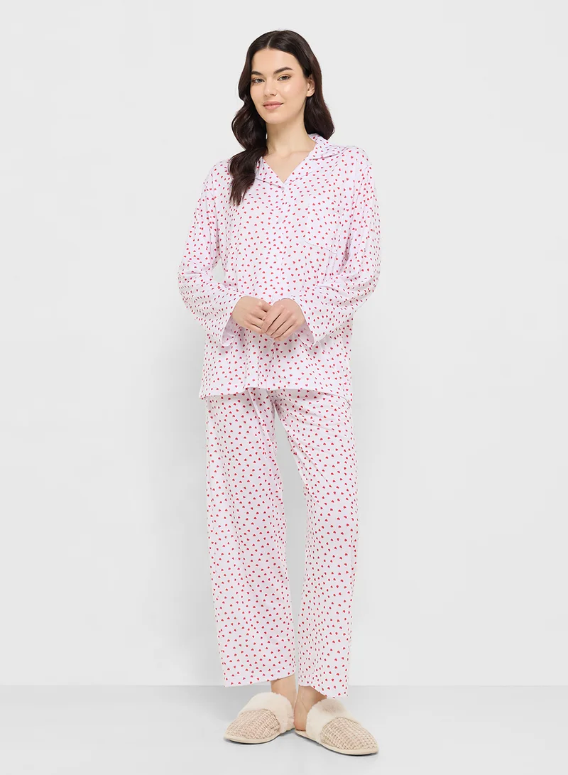 Ginger Cotton Button Up Shirt & Pyjama Set