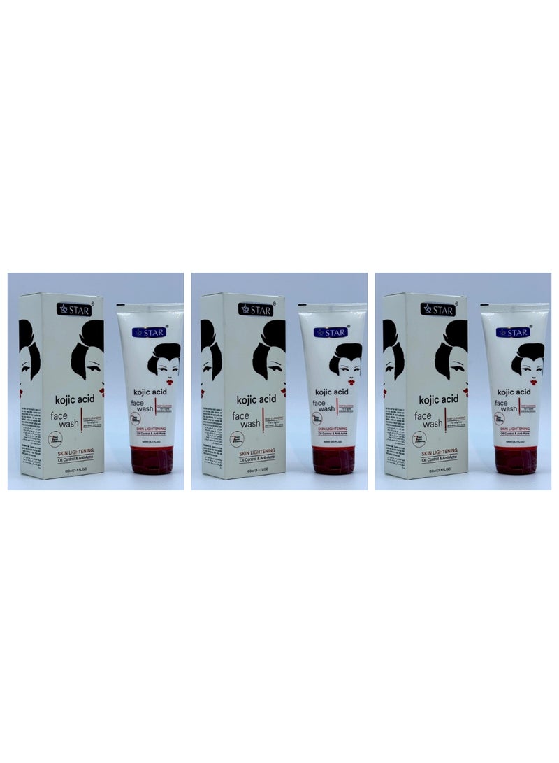Kojic Acid Skin Brightening Face Wash Dark Spot Correcting Face & Body 100 ml 3 pcs