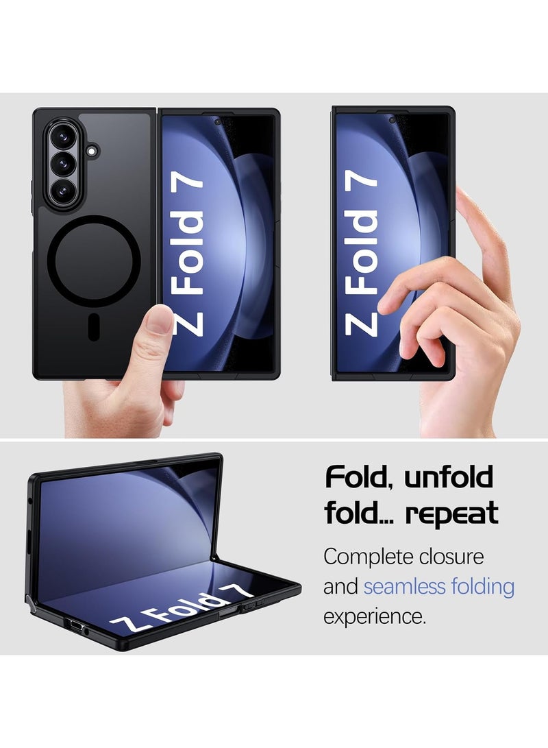 For Samsung Galaxy Z Fold 7 Magnetic Case, Compatible with MagSafe, TPU+PC Shockproof Matte Skin Feel Mobile Phone Back Cover, Anti-fingerprint Slim Fit Protective Casing - Image 3