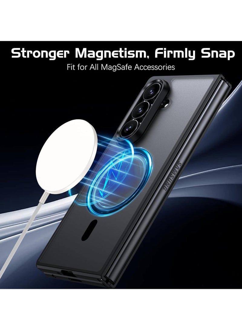 For Samsung Galaxy Z Fold 7 Magnetic Case, Compatible with MagSafe, TPU+PC Shockproof Matte Skin Feel Mobile Phone Back Cover, Anti-fingerprint Slim Fit Protective Casing - Image 4