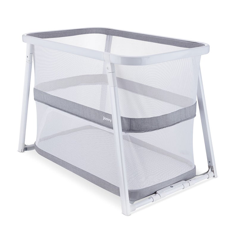 Joovy Coo Bassinet Portable Bassinet with Storage Rocking Playpen White