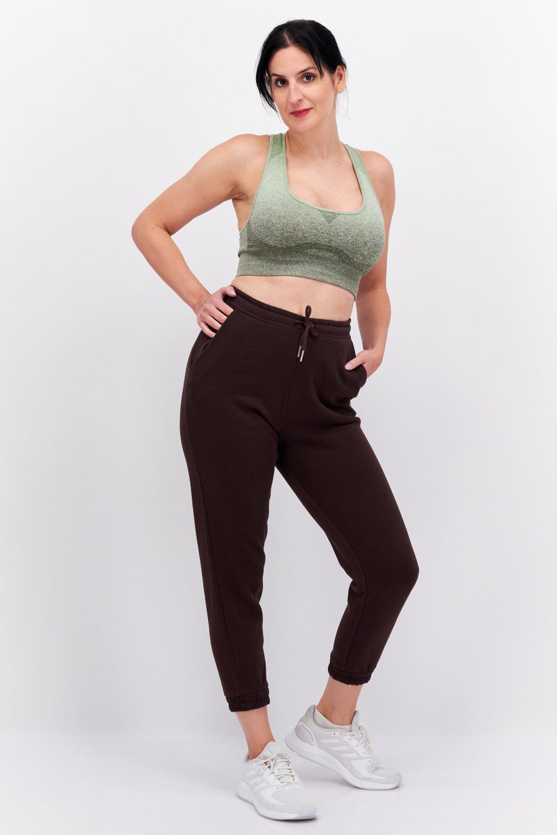 Red Tape Women Regular Fit Embroidered Logo Sweatpants, Brown - Image 3