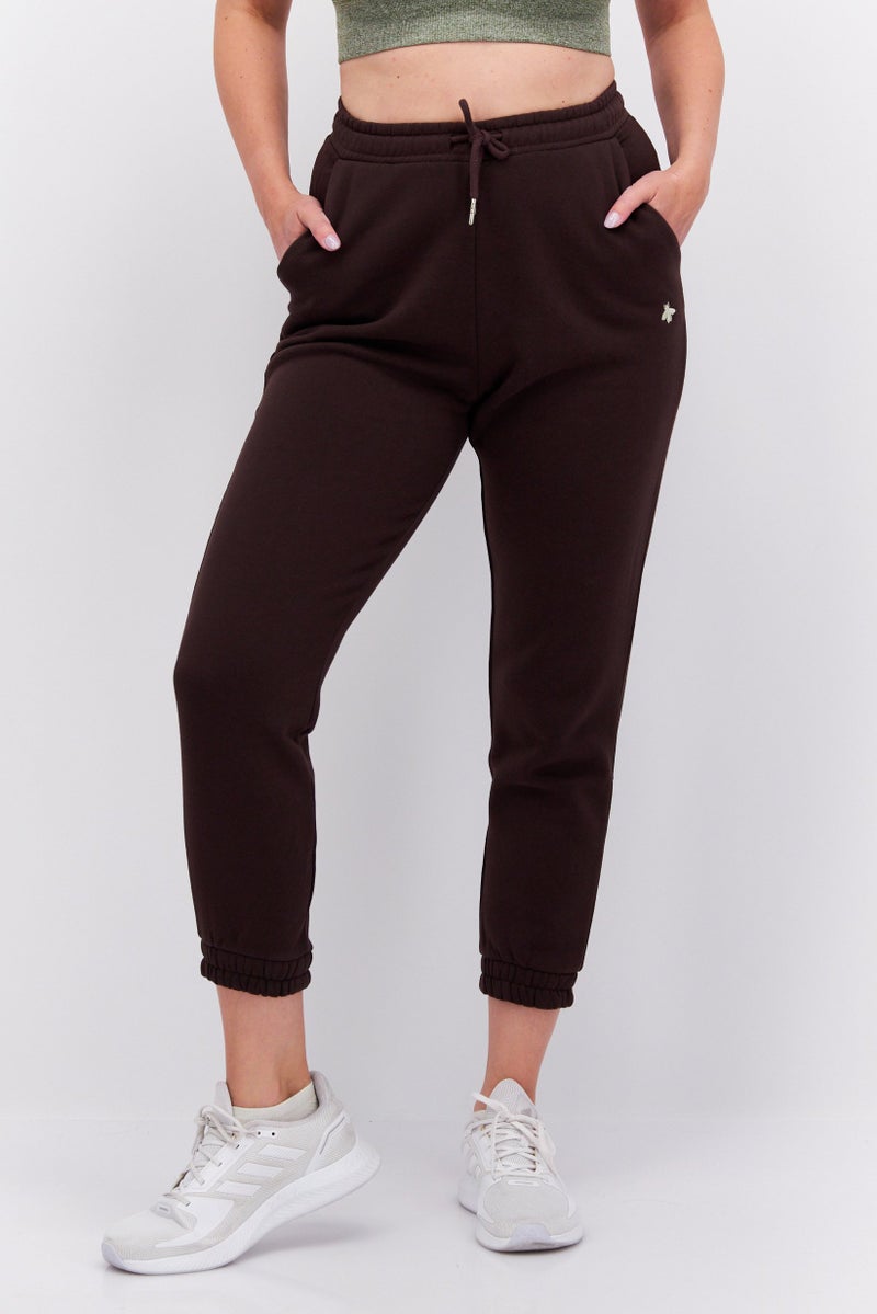 Red Tape Women Regular Fit Embroidered Logo Sweatpants, Brown - Image 1