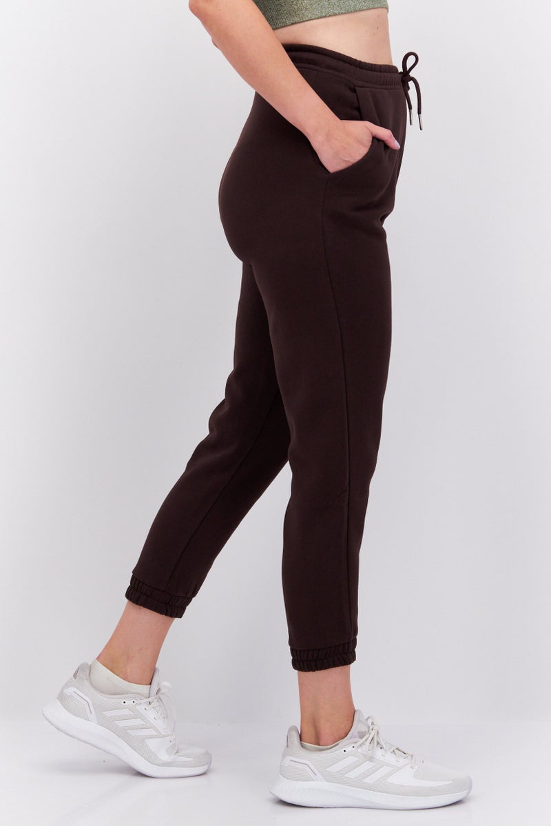 Red Tape Women Regular Fit Embroidered Logo Sweatpants, Brown - Image 4