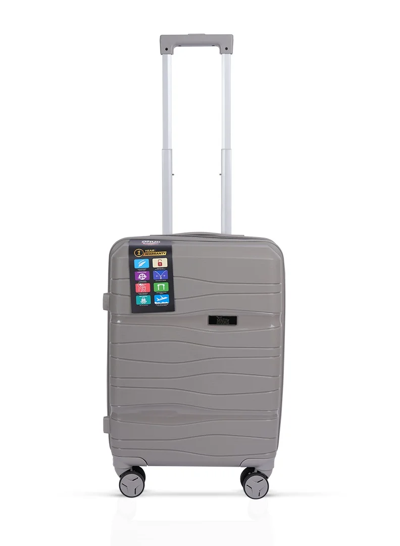 MNUK Viajero Set of 2 Luggage | PP Material Hard-side Smooth and comfortable Luggage Trolley with TSA Lock | Double 360° 4 Wheeler| Cabin,Large| Grey