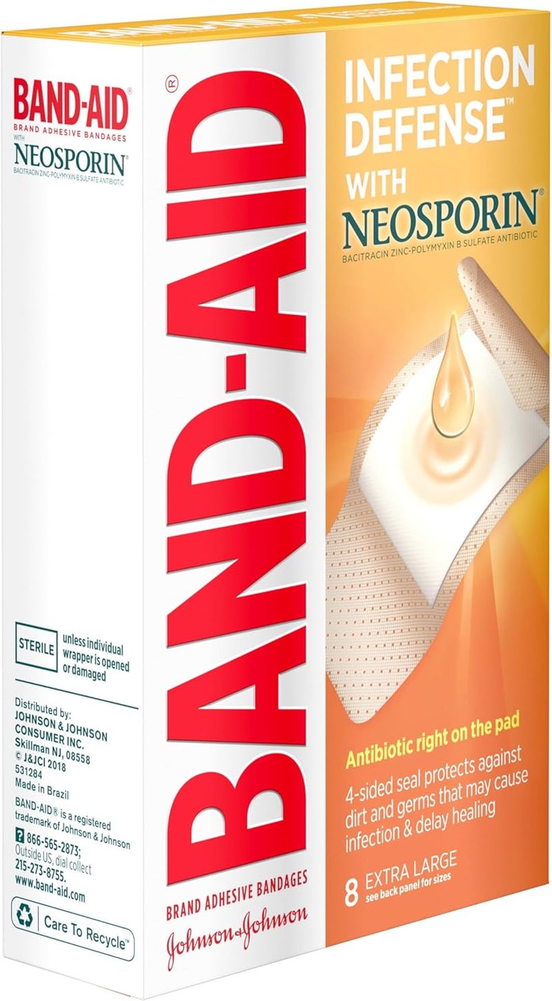 Band-Aid لصقات باند-أيد - لاصقة مضادة حيوية بالإضافة إلى لاصقات لاصقة، كبيرة جداً، 8 قطع - Image 3
