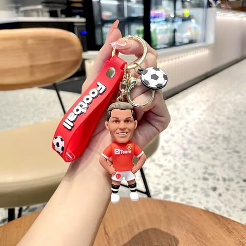 WARMINGO DE Ronaldo Keychain For Boys Girls or Gifting | CR7 Football Player Red Jersey | Vibrant Accessory for Soccer Fand and Collectors | Gift for Boyfriend Girlfriend | Return Gift (Design 2) - Image 1