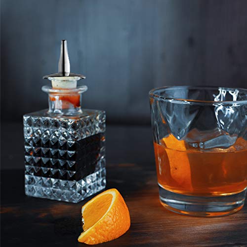 Amehla Cocktail Bitters Bottle - Vintage Square Glass Design with Cork and Stainless Steel Dasher Top - 3-ounces Professional Bar Set Accessory Tool for Making Craft Cocktails (1) - Image 2