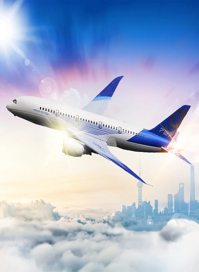 OTONOPI Airplane Toys Bump and Go Airlines Die Cast Metal Model Plane Toy with Lights and Sounds for Kids Blue - Image 2