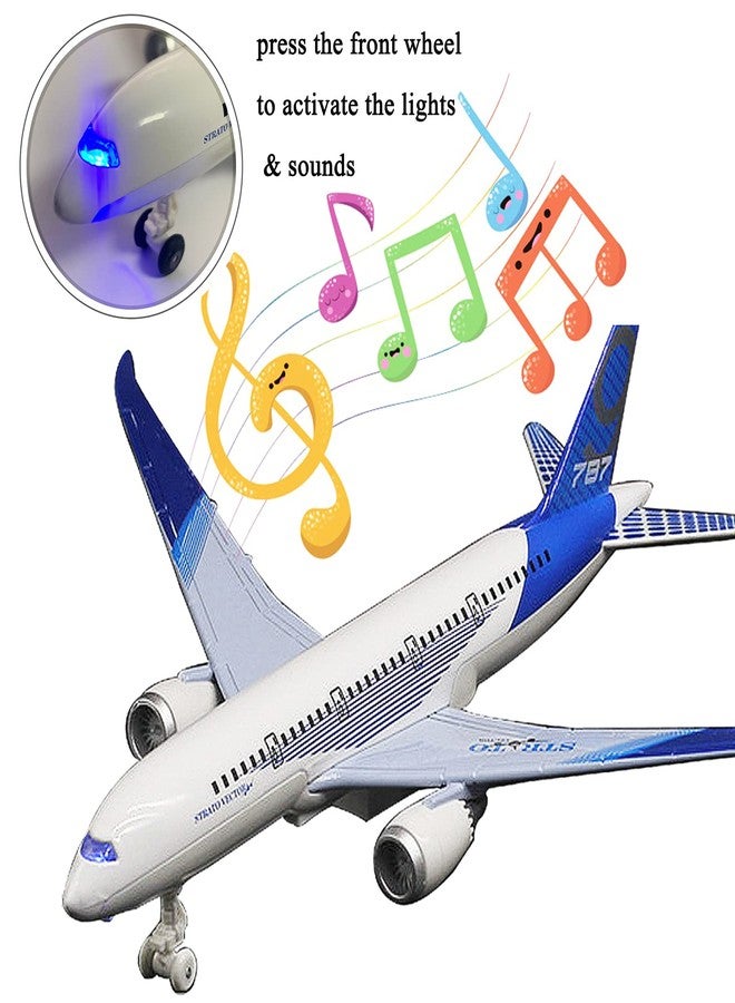 OTONOPI Airplane Toys Bump and Go Airlines Die Cast Metal Model Plane Toy with Lights and Sounds for Kids Blue - Image 4