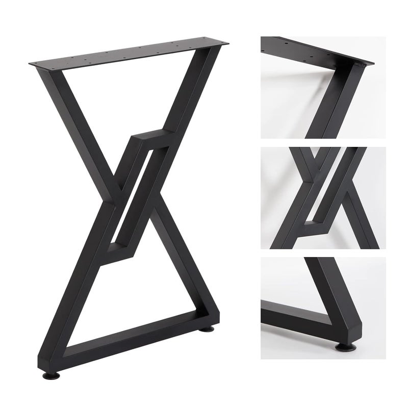Ventuos Metal Furniture Table Legs 2 Pack Heavy Duty Furniture Legs 28Height 20Wide Rustic Decory Square Tube Iron Desk Legs Office Table Legs Industrial Country Style Metal Dining Legs - Image 2