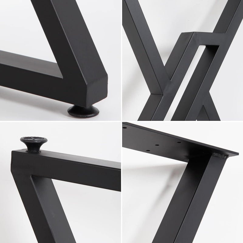 Ventuos Metal Furniture Table Legs 2 Pack Heavy Duty Furniture Legs 28Height 20Wide Rustic Decory Square Tube Iron Desk Legs Office Table Legs Industrial Country Style Metal Dining Legs - Image 5