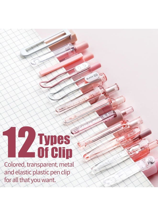 Four Candies 12Pack Pastel Gel Ink Pen Set, Cute Note Taking 0.5mm Fine Point Retractable 11 Pack Black Ink Pens with 1Pack Highlighter Writing, School, Office (Pink) - Image 5