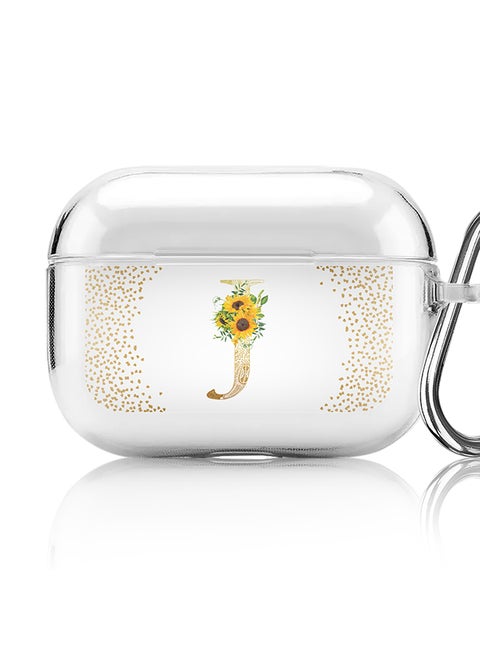 Classic Clear printed Case for Apple AirPods Pro 2nd Generation Thin Transparent Cover - Custom Monogram Initial Letter Mandala Floral Pattern Alphabet - J (Clear )