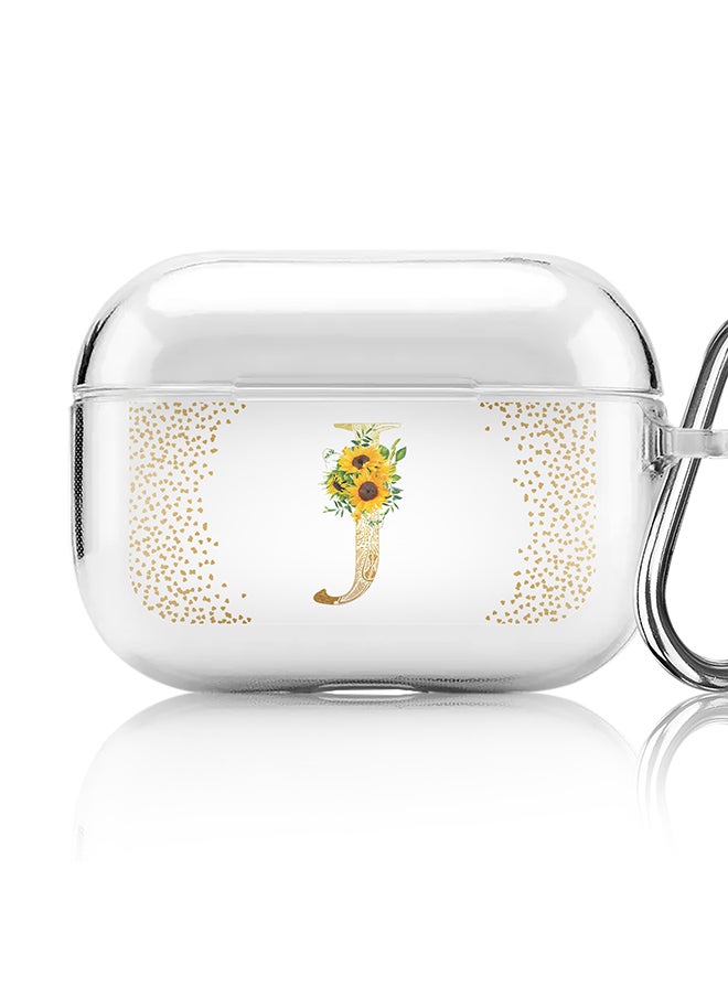 Stylizedd - Classic Clear printed Case for Apple AirPods Pro 2nd Generation Thin Transparent Cover - Custom Monogram Initial Letter Mandala Floral Pattern Alphabet - J (Clear ) - Image 1