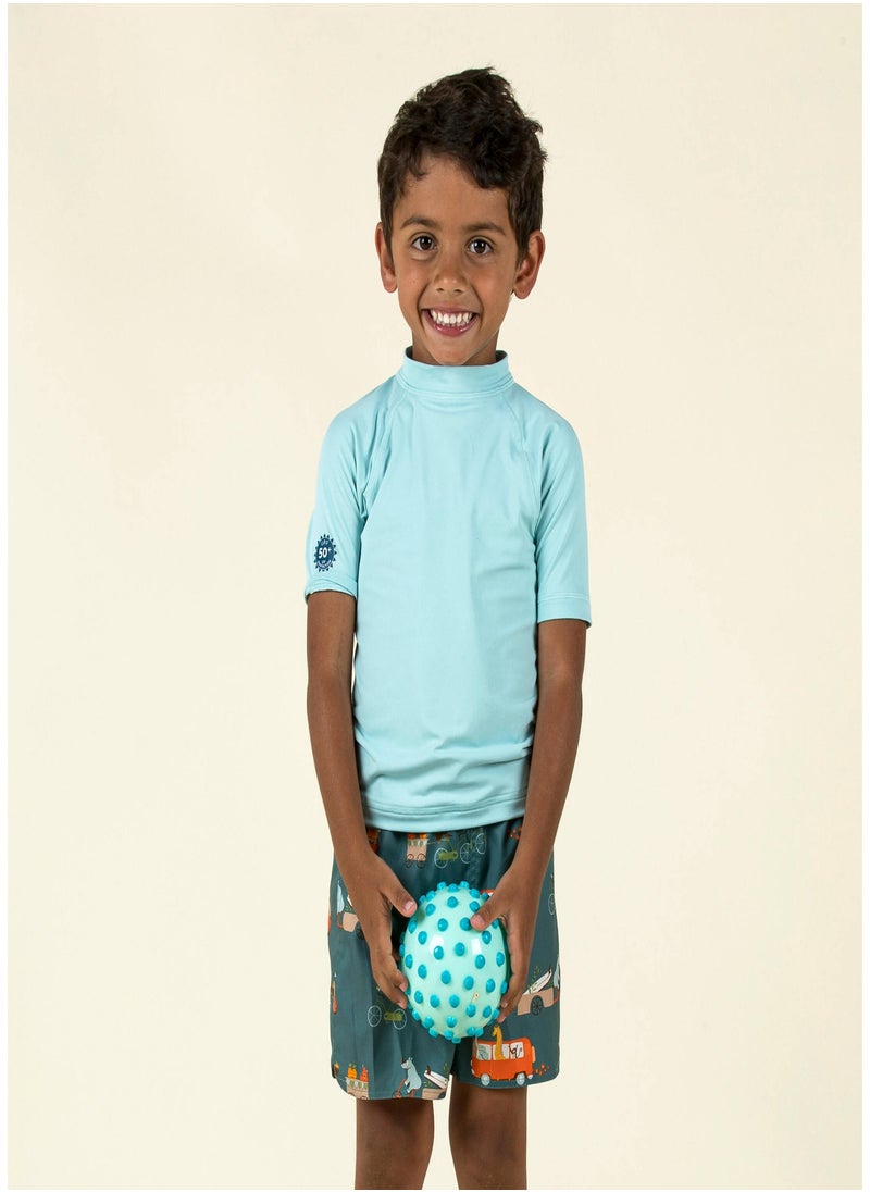 NABAIJI NABAIJI by DECATHLON, Baby Short-Sleeved Anti-UV T-Shirt Light Blue Sun-Protective & Comfortable  - Image 1