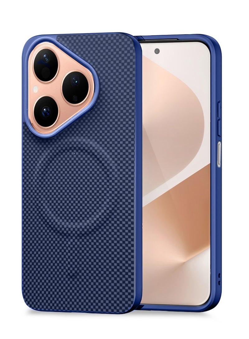 دبليو تيك حافظة هواتف هواوي بورا 80 5G 2025 ذات ملمس فاخر من قماش أراميد مع تصميم مغناطيسي (MCMPMN) - الأزرق البحري - Image 1