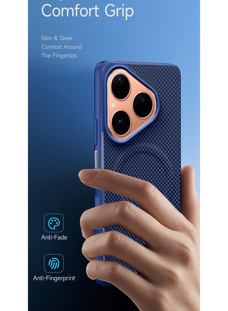 دبليو تيك حافظة هواتف هواوي بورا 80 5G 2025 ذات ملمس فاخر من قماش أراميد مع تصميم مغناطيسي (MCMPMN) - الأزرق البحري - Image 2