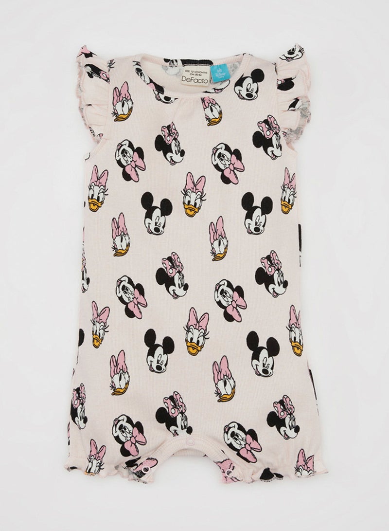 DeFacto Newborn Disney Mickey & Minnie Ribbed Sleeveless Romper  - Image 1