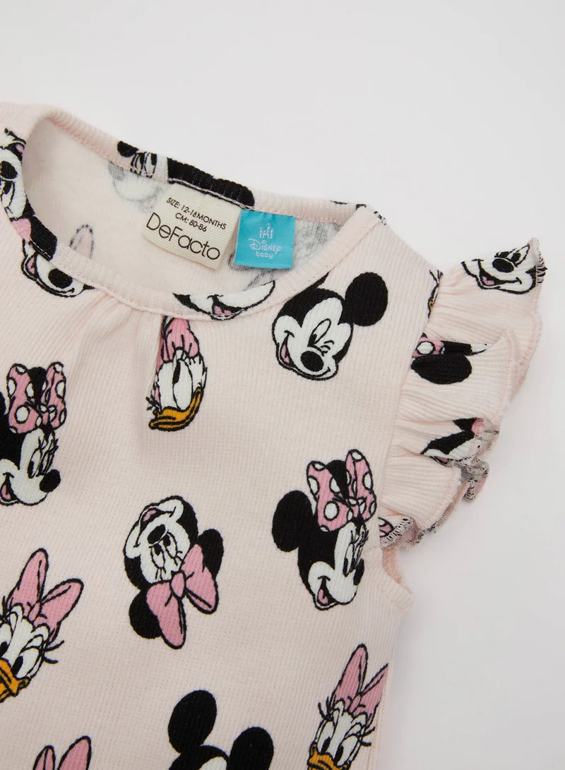 DeFacto Newborn Disney Mickey & Minnie Ribbed Sleeveless Romper