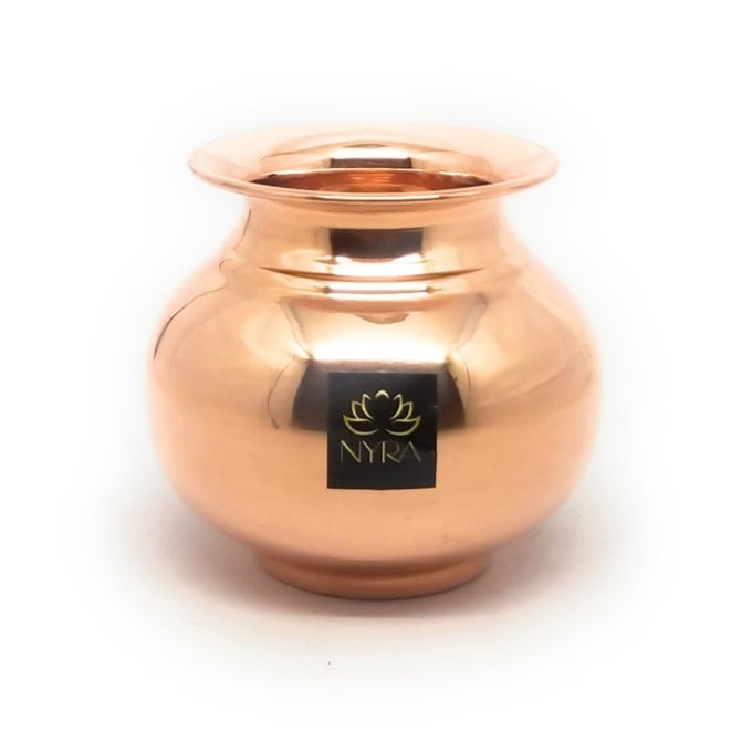 PURE COPPER TAMBA LOTAKALASH HEAVY WATER STORAGEPUJA PURPOSEDRINKING PURPOSECOPPER LOTAPOOJA ESSENTIALSMODERN DESIGN ROUNDED AND CURVED GLOSSY FINISH LARGE 700 ML