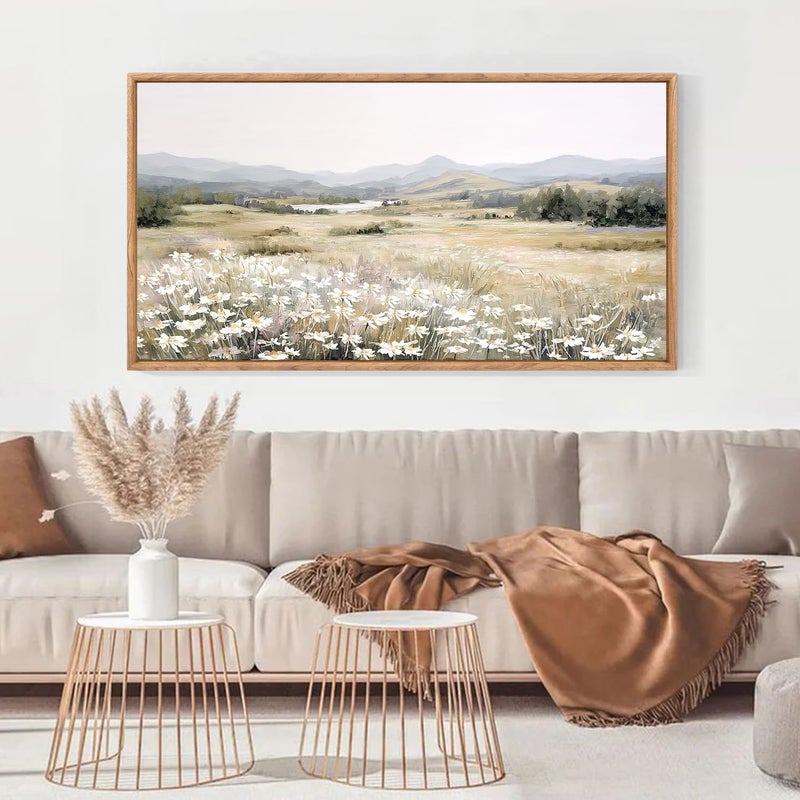KAIRNE Landscape Canvas Wall Art,Boho Floral Prints Set of 1(20â€X40â€),Flower Garden Paintings,Wildflower Field Scene Wall Decor,Botanical Art for Living Room Bedroom Kitchen Farmhouse Decor,Framed - Image 5