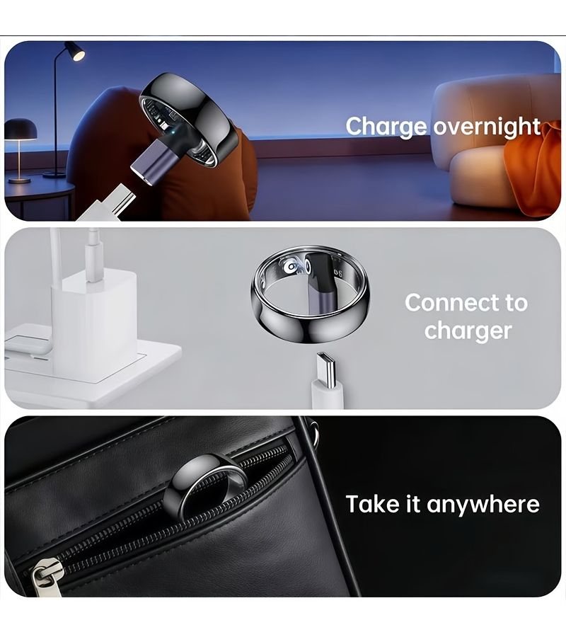 محول شحن حلقة ذكي مغناطيسي لـ USB-C، عبوة من 3 قطع، لون رمادي وأزرق - Image 3