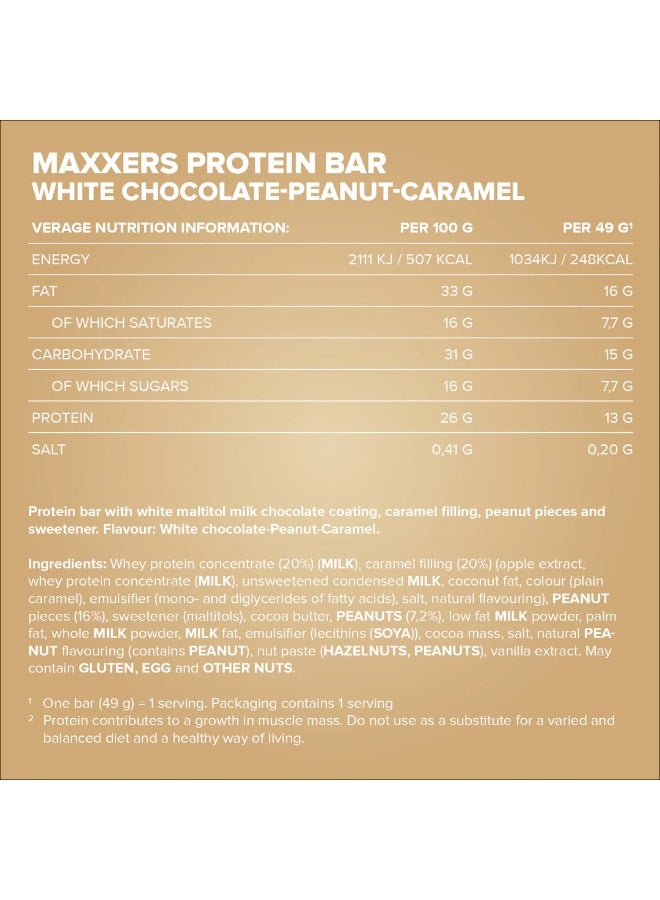 IronMaxx Maxxers White Choc Peanut Caramel | 24 x 49g | No Added Sugar Protein Bar - Image 5