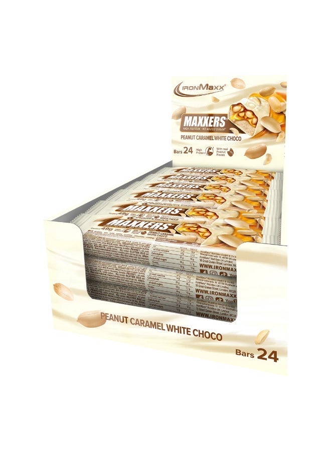 IronMaxx Maxxers White Choc Peanut Caramel | 24 x 49g | No Added Sugar Protein Bar - Image 2