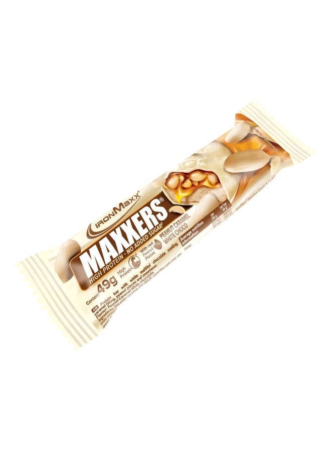 IronMaxx Maxxers White Choc Peanut Caramel | 24 x 49g | No Added Sugar Protein Bar - Image 1