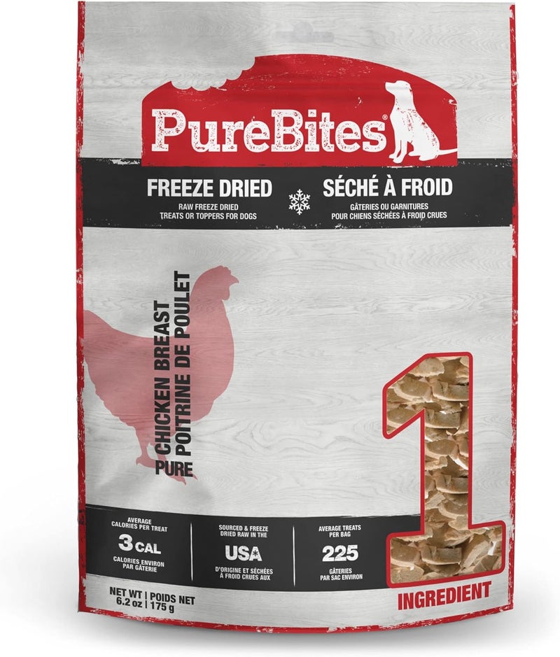 PureBites Chicken Freeze Dried Dog Treats, 1 Ingredient, Made in USA, 6.2oz - Image 1