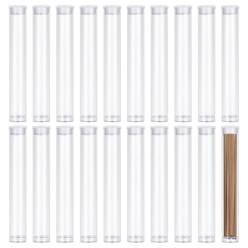 CHGCRAFT 20 Pcs Incense Tube Clear Acrylic Incense Storage Tube Transparent Tube Plastic Bead Containers with Lids for Bath Salt Candy Bead Storage Party Decoration, 5.1×0.7inch - Image 1