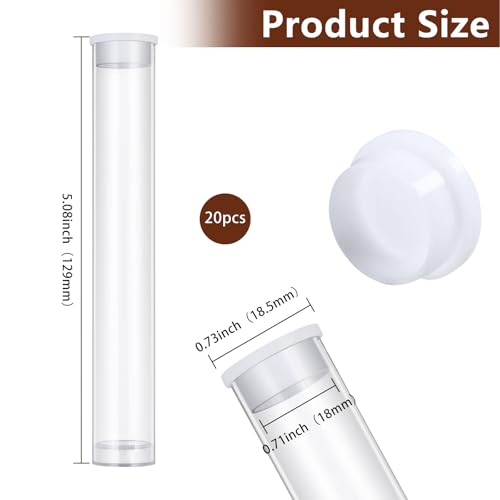 CHGCRAFT 20 Pcs Incense Tube Clear Acrylic Incense Storage Tube Transparent Tube Plastic Bead Containers with Lids for Bath Salt Candy Bead Storage Party Decoration, 5.1×0.7inch - Image 2