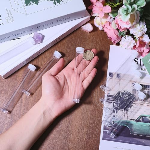 CHGCRAFT 20 Pcs Incense Tube Clear Acrylic Incense Storage Tube Transparent Tube Plastic Bead Containers with Lids for Bath Salt Candy Bead Storage Party Decoration, 5.1×0.7inch - Image 3
