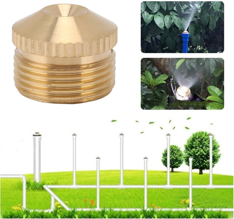 Zerodis 10pcs Brass Misting Nozzles Fog Sprinkler Head, ine Spray, Sufficient Quantity, Water Saving, Widely Used for Factory, Mine, Garden, Lawn Cooling (G3/4 Inch) - Image 2