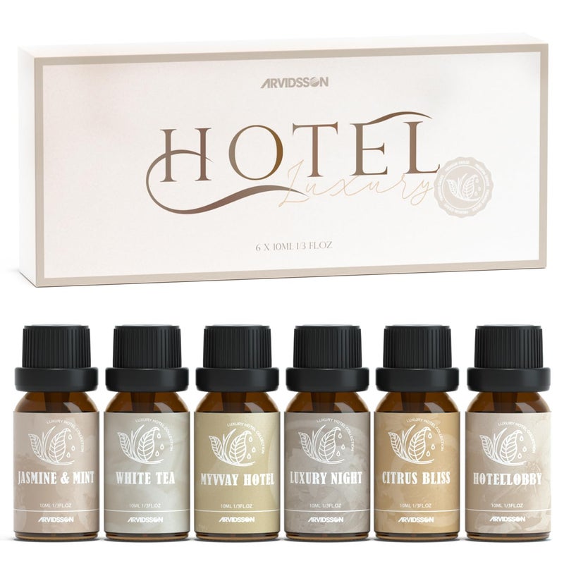 ARVIDSSON Hotel Diffuser Oils Gift Set, Hotel Scent Essential Oils for Diffuser, Luxury Fragrance Oil Blend - Jasmine & Mint, White Tea, Citrus Bliss, M-Way, Fancy Lobby, Gift for Women and Men - Image 1