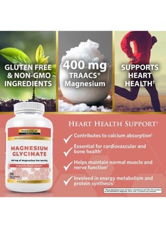 Nature's Lab Gold Magnesium Glycinate 400mg - Supports Cardiovascular Health, Muscle & Nerve Function* – 120 Capsules (30 Day Supply)  - Image 1