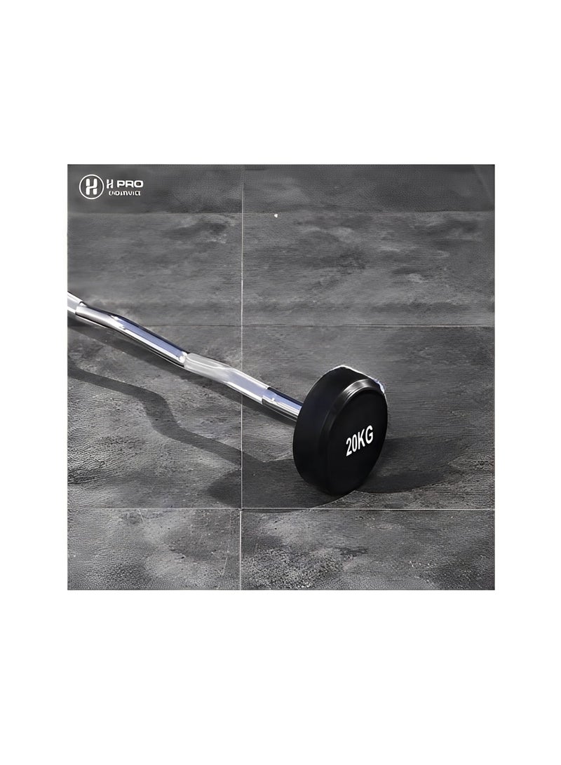 H PRO  20KG Fixed Curved Barbell | Solid Steel Bar | Comfortable Curved Grip - Image 1