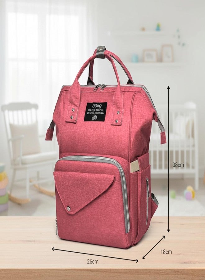 OBABY Baby Diaper Bag spacious/multi-pocket/diaper backpack/fashionable/waterproof/large capacity/durable/Maternity Backpack Cum Tote bag Spacious to Easily Organise Baby Essentials. (Rose Red) - Image 2