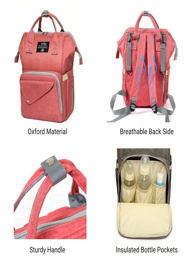OBABY Baby Diaper Bag spacious/multi-pocket/diaper backpack/fashionable/waterproof/large capacity/durable/Maternity Backpack Cum Tote bag Spacious to Easily Organise Baby Essentials. (Rose Red) - Image 3