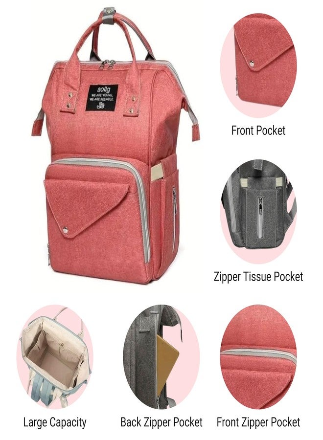 OBABY Baby Diaper Bag spacious/multi-pocket/diaper backpack/fashionable/waterproof/large capacity/durable/Maternity Backpack Cum Tote bag Spacious to Easily Organise Baby Essentials. (Rose Red) - Image 4
