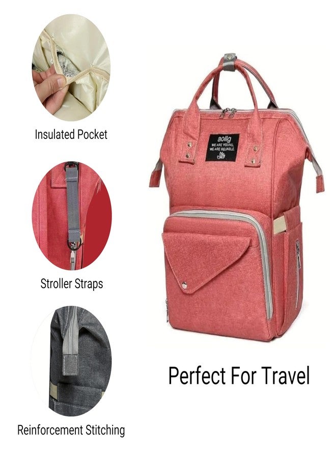 OBABY Baby Diaper Bag spacious/multi-pocket/diaper backpack/fashionable/waterproof/large capacity/durable/Maternity Backpack Cum Tote bag Spacious to Easily Organise Baby Essentials. (Rose Red) - Image 5