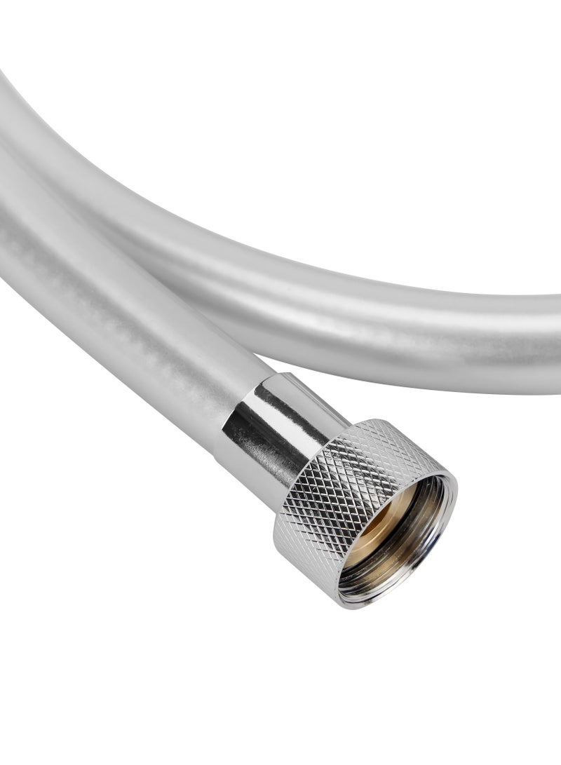 جيباس PVC Silver Shower Hose GSW61161, 1.2 Meters Long, With Metal Nut And Brass Insert And 1/2-Inch Standard Connector, Perfect For Shower Head, Health Faucet, Etc  - Image 4
