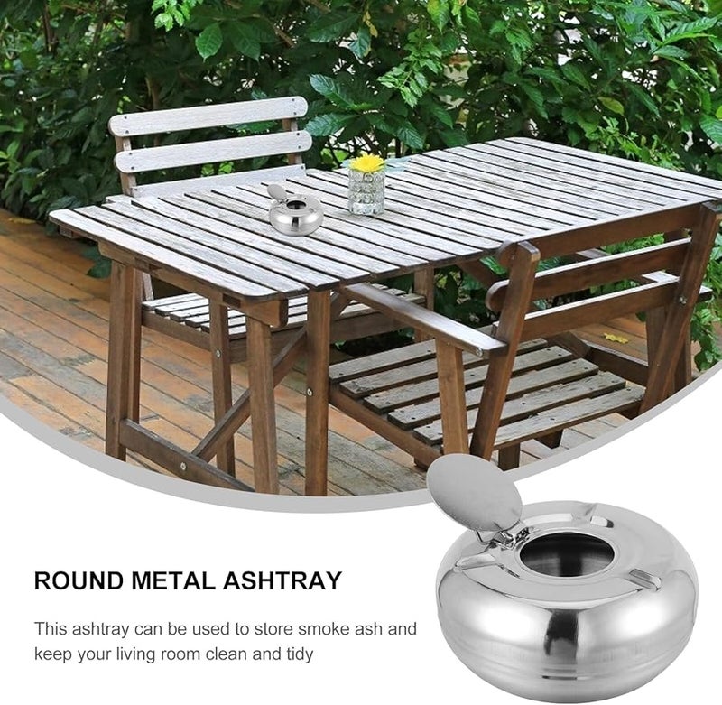 علبة سجائر معدنية محمولة من الفولاذ المقاوم للصدأ مقاومة للرياح بغطاء للاستخدام الداخلي والخارجي - Image 5