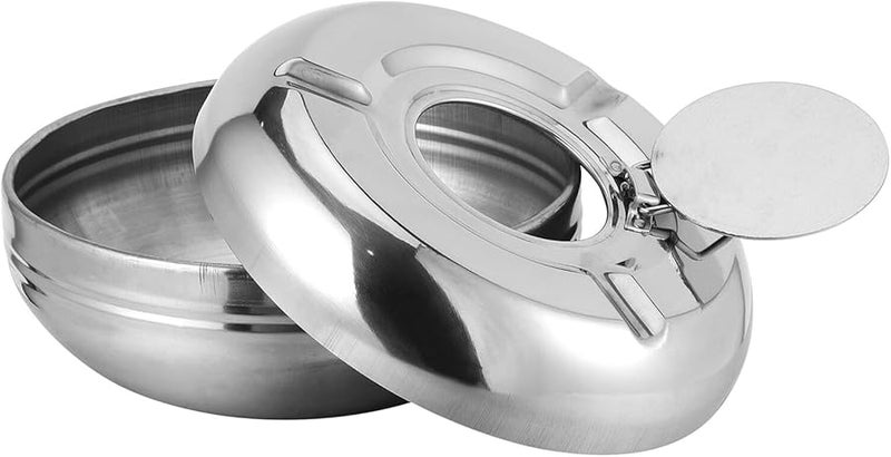 علبة سجائر معدنية محمولة من الفولاذ المقاوم للصدأ مقاومة للرياح بغطاء للاستخدام الداخلي والخارجي - Image 1